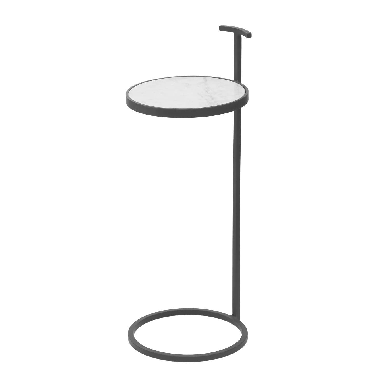 白い大理石のサイドテーブル｜MARTINI END TABLE BLACK IRON/TOP WHITE MARBLE