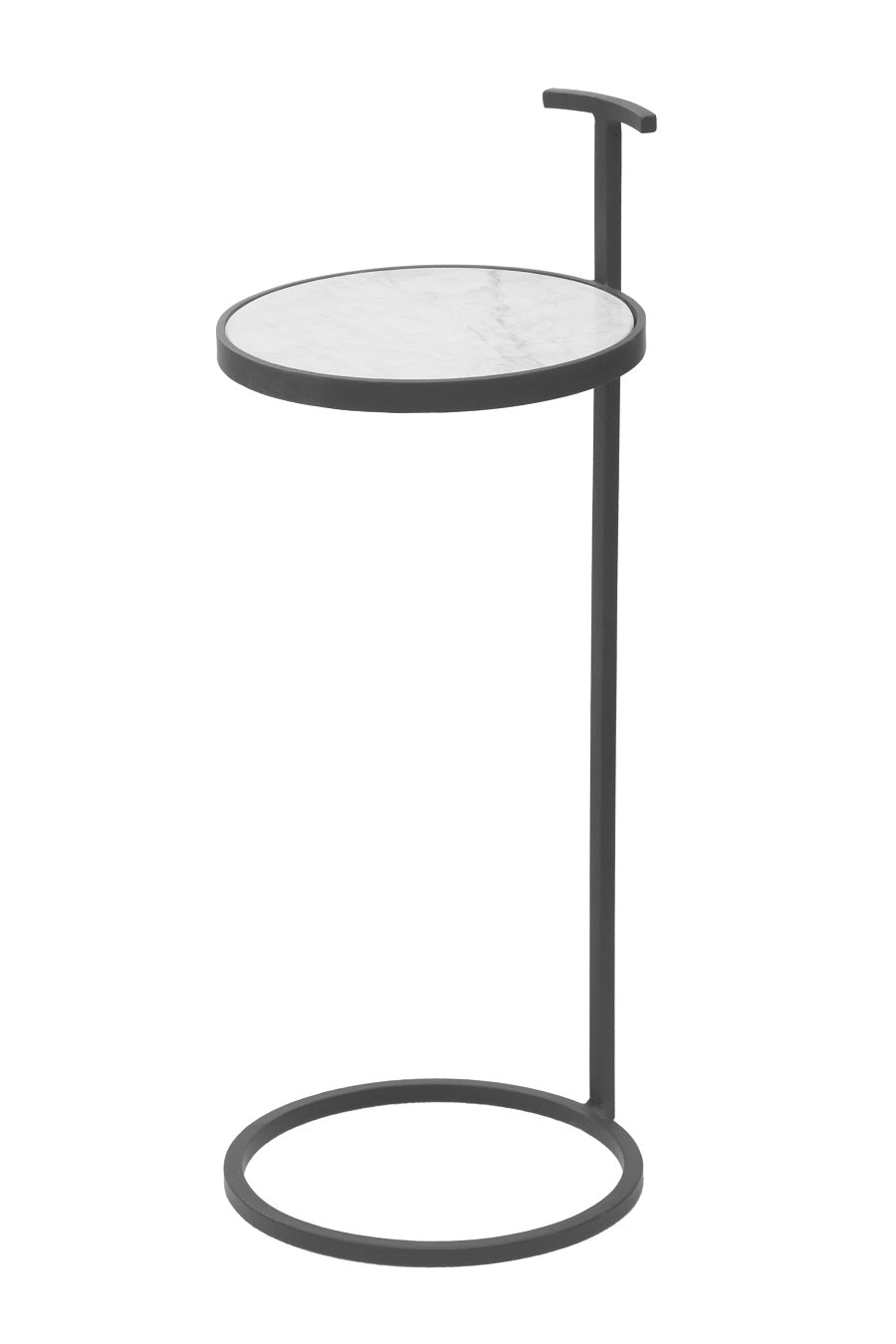 MARTINI END TABLE BLACK IRON/TOP WHITE MARBLE