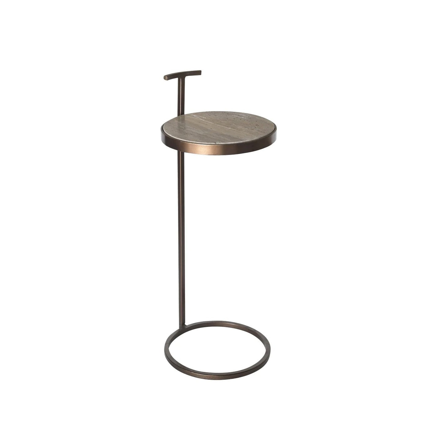 大理石と真鍮のサイドテーブル｜MARTINI END TABLE A.BRASS IRON/TOP TRAVERTINE