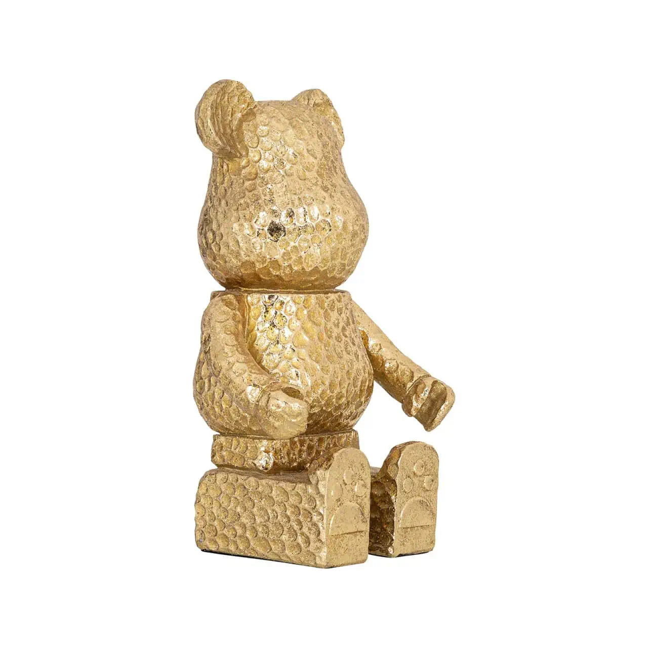 ゴールドベアのオブジェ（鎚目模様）｜Deco object sitting Bear gold