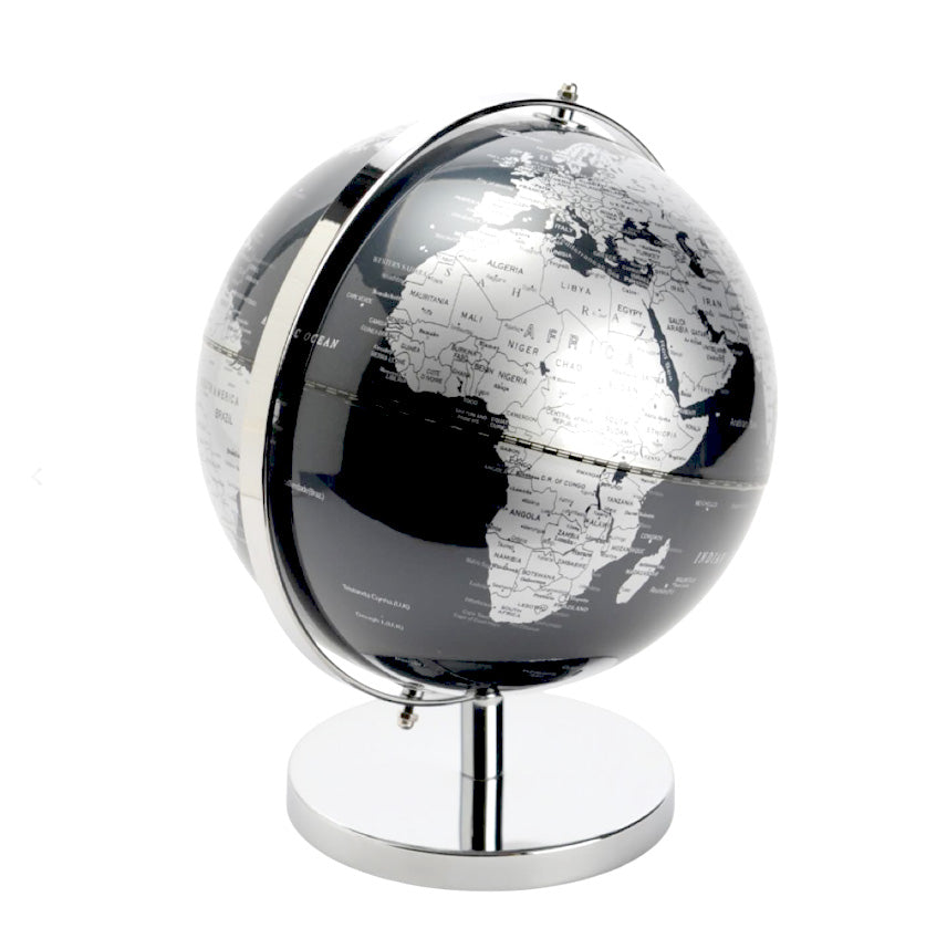 ブラック/シルバーの地球儀オブジェ｜GLOBE MONDE NOIR/SILVER